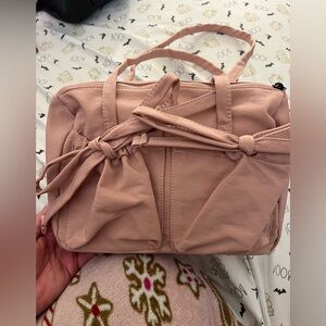 BOW PINK NYLON PURSE